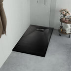 Plato de ducha de jardín WPC acero inoxidable gris 110x62 cm
