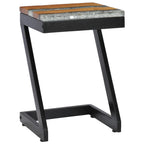 Mesa de centro madera maciza de teca y poliresina 30x30x50 cm