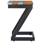 Mesa de centro madera maciza de teca y poliresina 30x30x50 cm