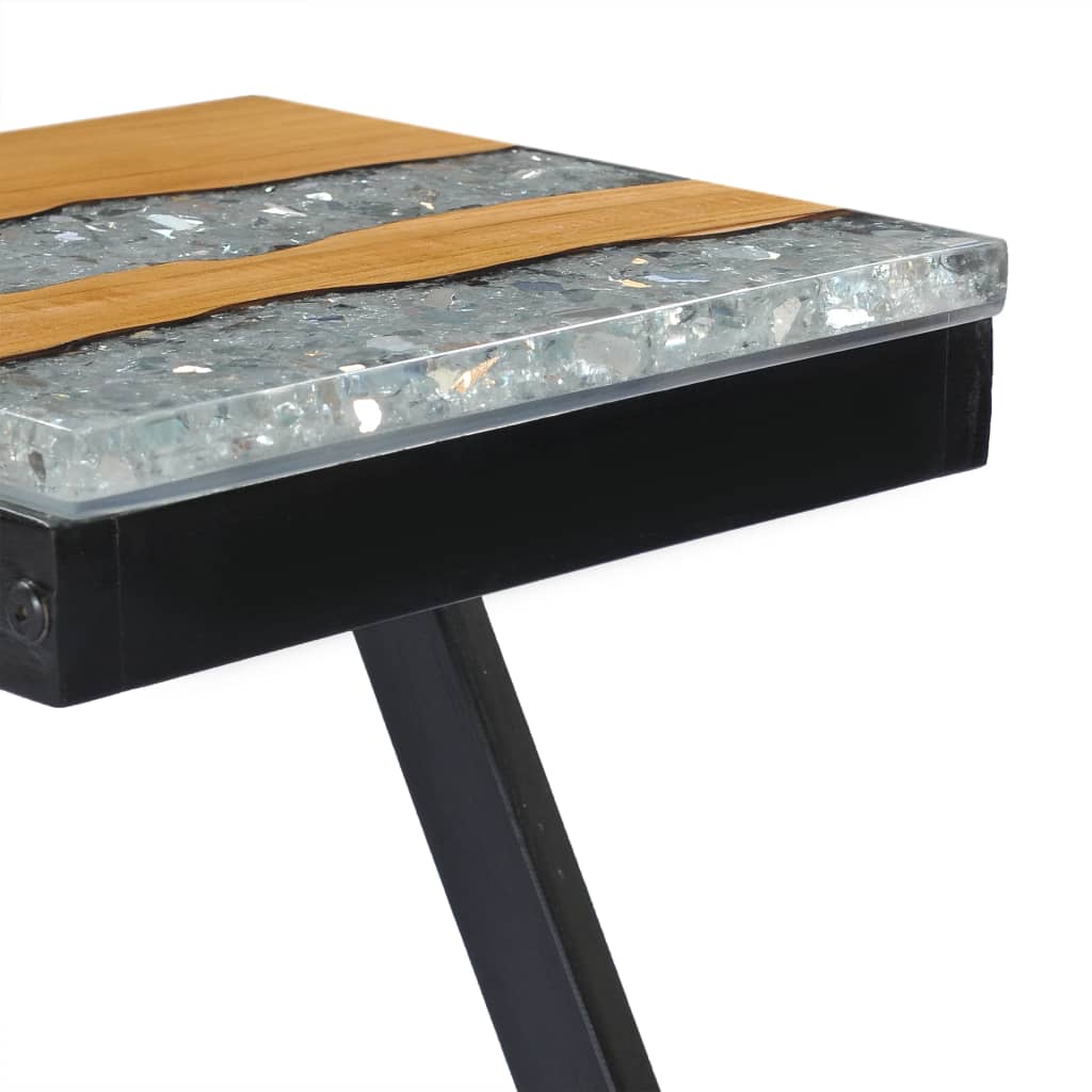 Mesa de centro madera maciza de teca y poliresina 30x30x50 cm