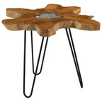 Mesa de centro de madera maciza de teca y polirresina 70x45 cm