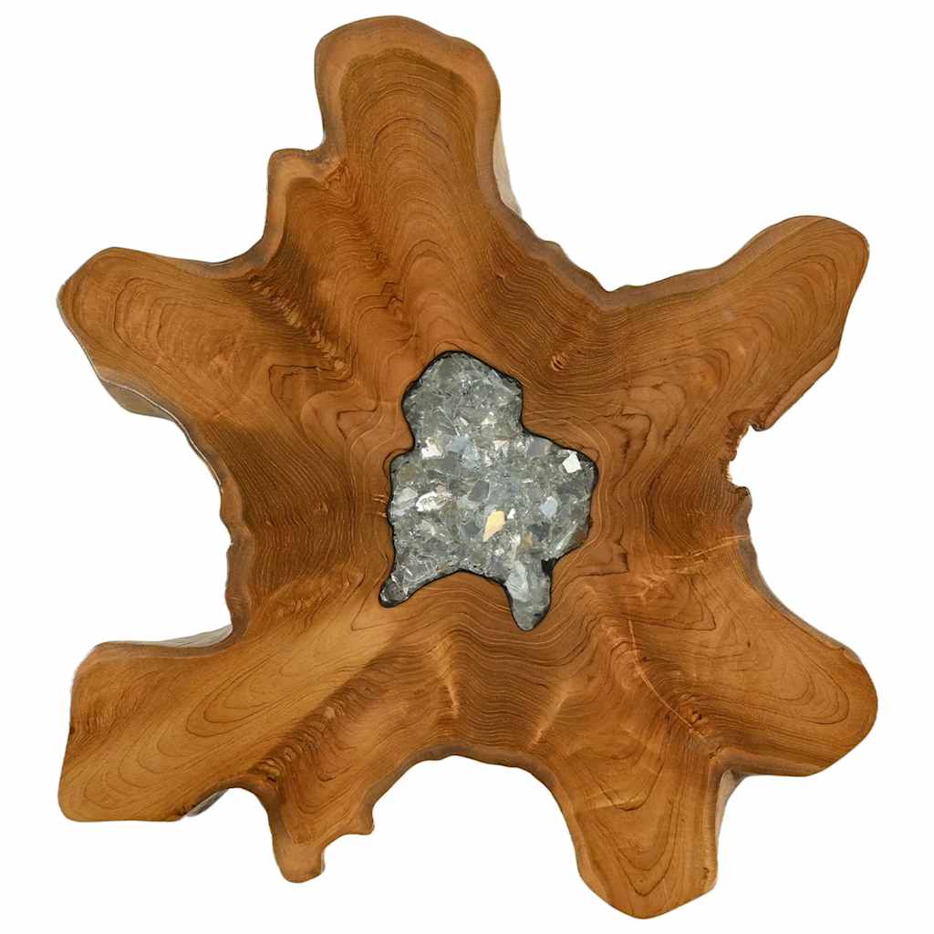 Mesa de centro de madera maciza de teca y polirresina 70x45 cm