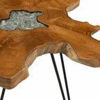 Mesa de centro de madera maciza de teca y polirresina 70x45 cm