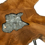 Mesa de centro de madera maciza de teca y polirresina 70x45 cm