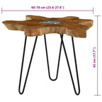 Mesa de centro de madera maciza de teca y polirresina 70x45 cm