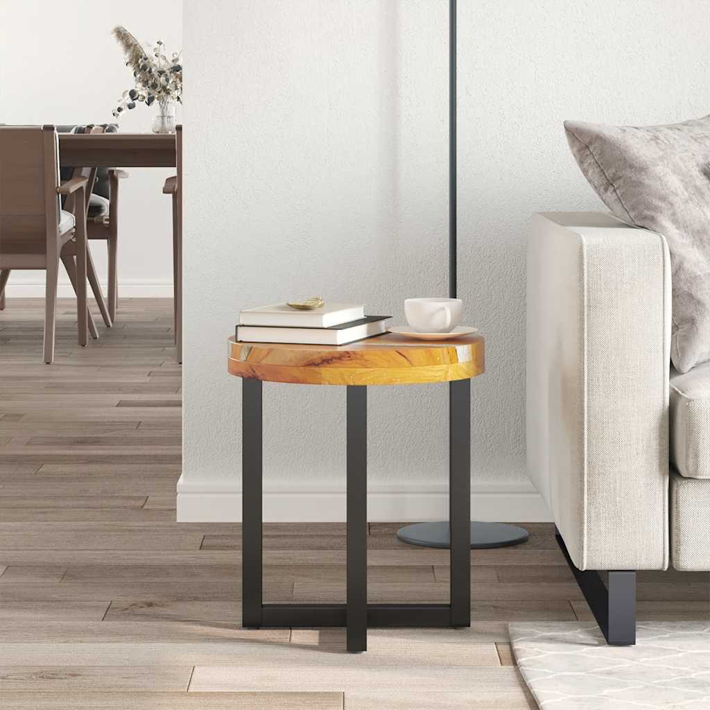 Mesa de centro de madera maciza de teca y polirresina 40x45 cm