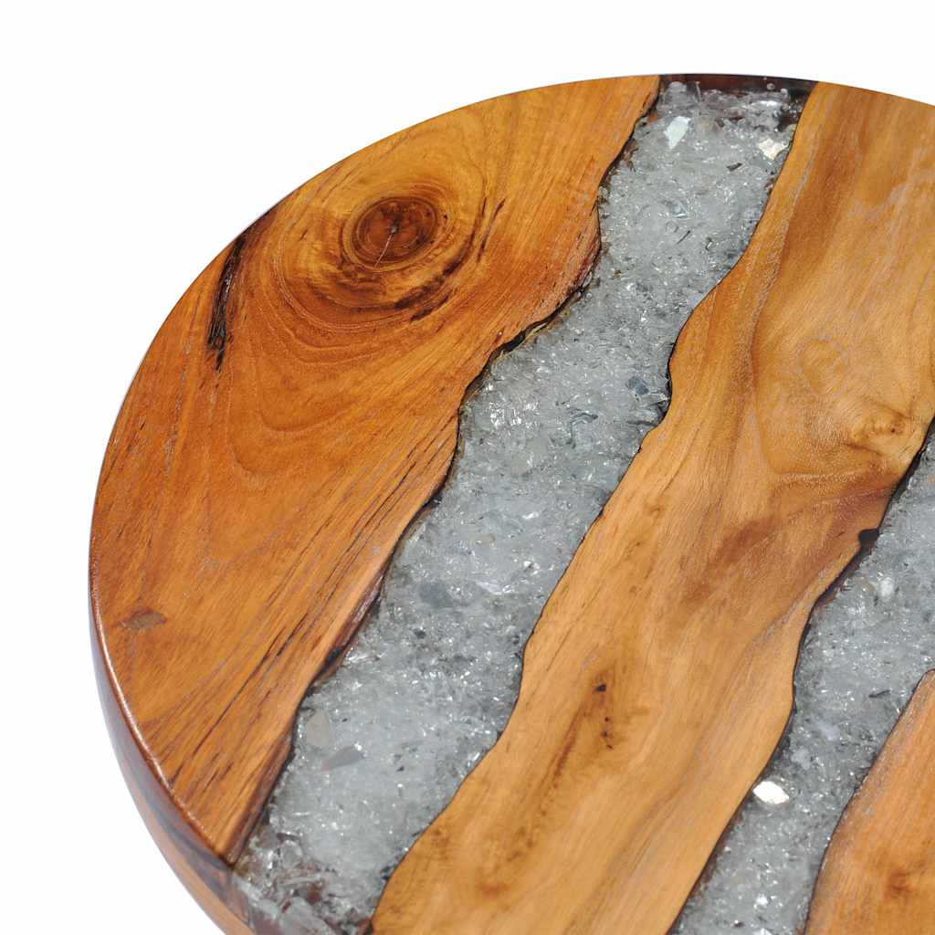 Mesa de centro de madera maciza de teca y polirresina 40x45 cm