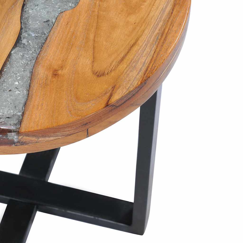 Mesa de centro de madera maciza de teca y polirresina 40x45 cm