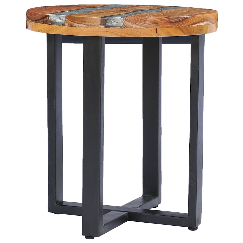Mesa de centro de madera maciza de teca y polirresina 40x45 cm