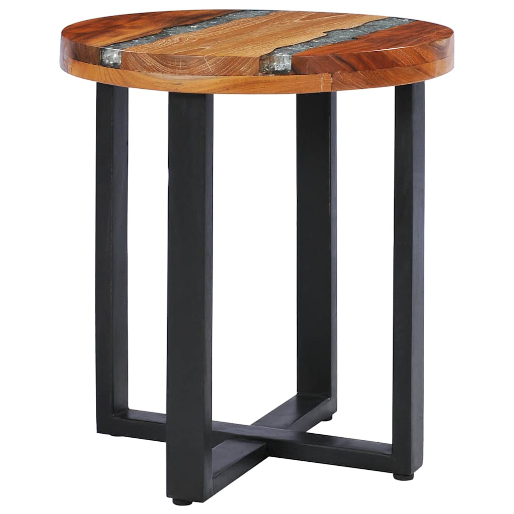 Mesa de centro de madera maciza de teca y polirresina 40x45 cm