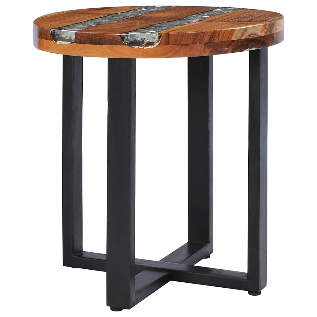 Mesa de centro de madera maciza de teca y polirresina 40x45 cm