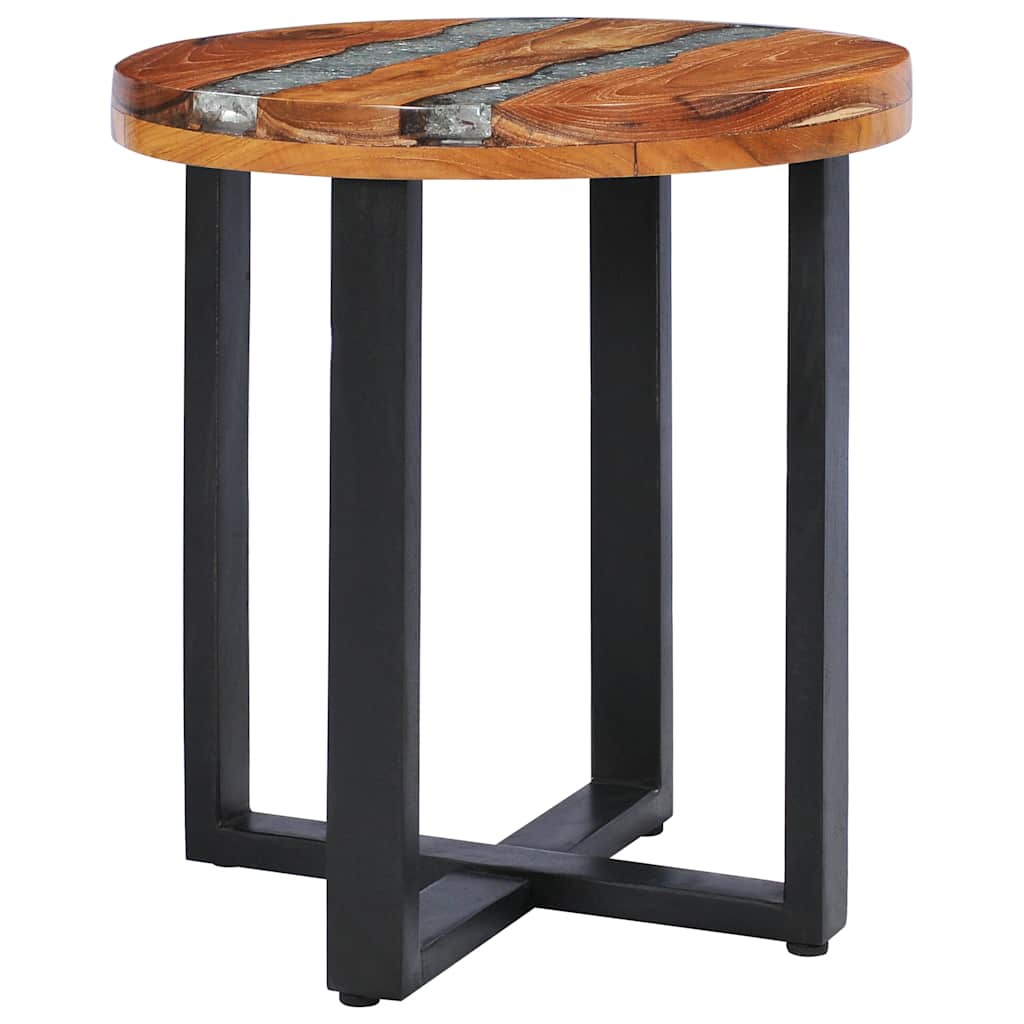 Mesa de centro de madera maciza de teca y polirresina 40x45 cm