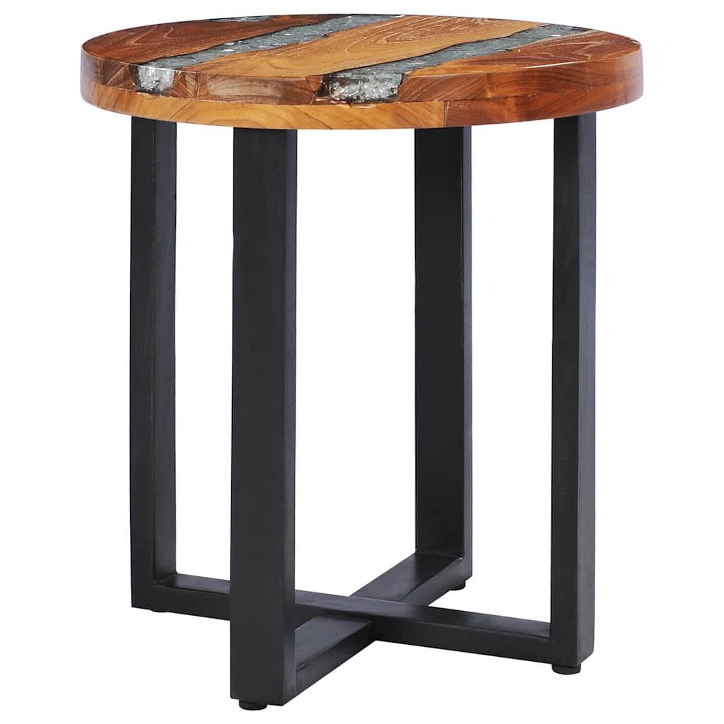 Mesa de centro de madera maciza de teca y polirresina 40x45 cm