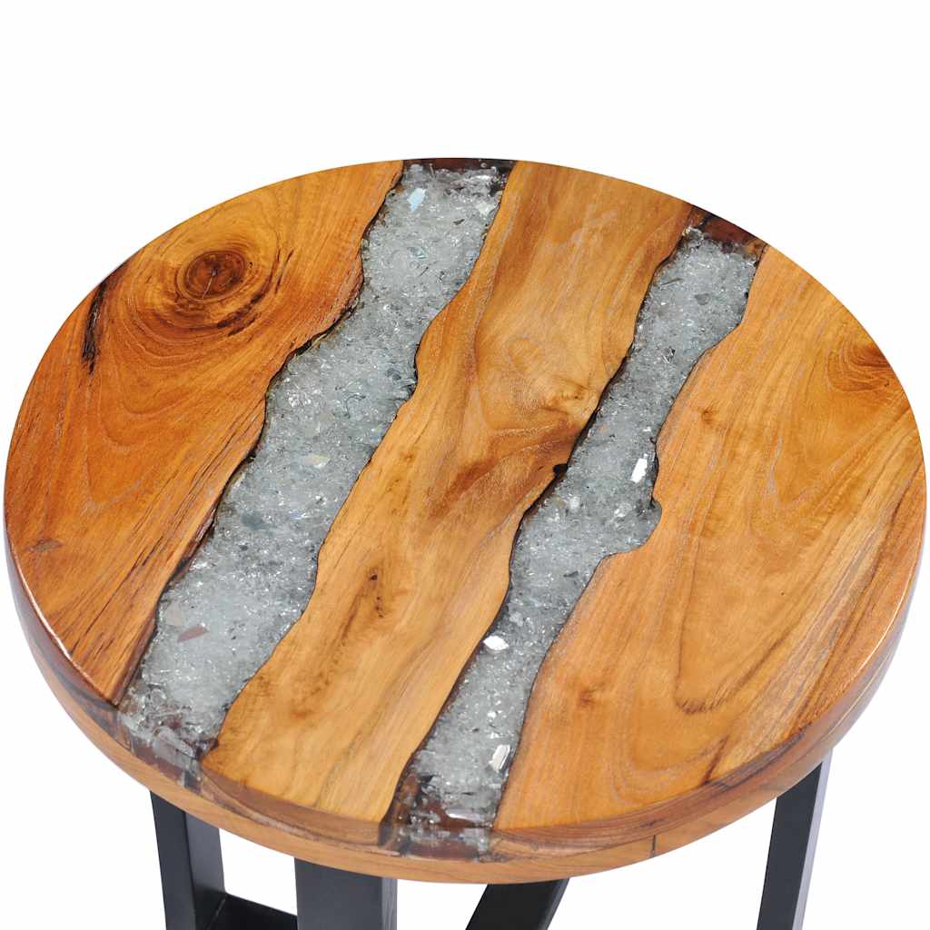 Mesa de centro de madera maciza de teca y polirresina 40x45 cm