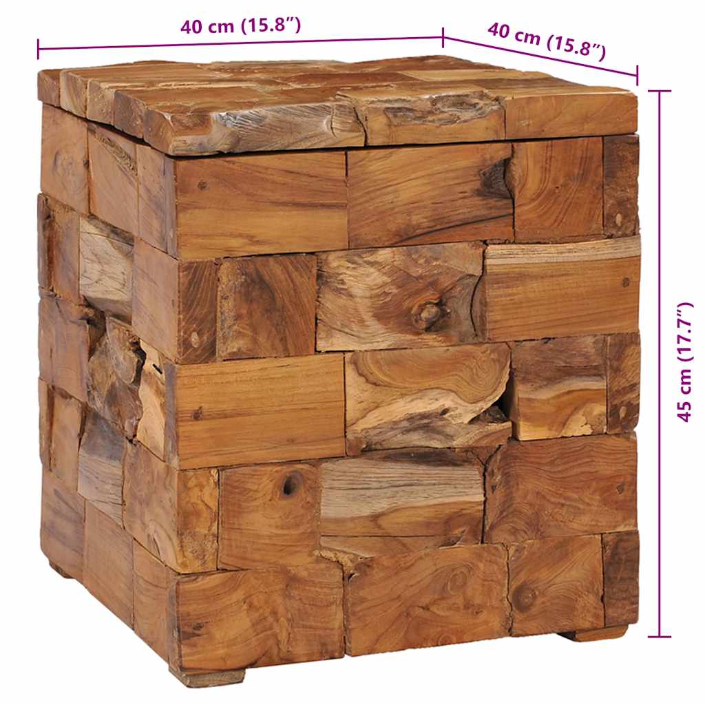 Taburete con almacenamiento madera maciza de teca