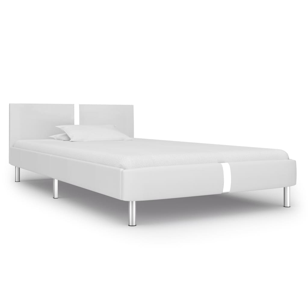 Bed frame without mattress faux leather cappuccino 140x200cm