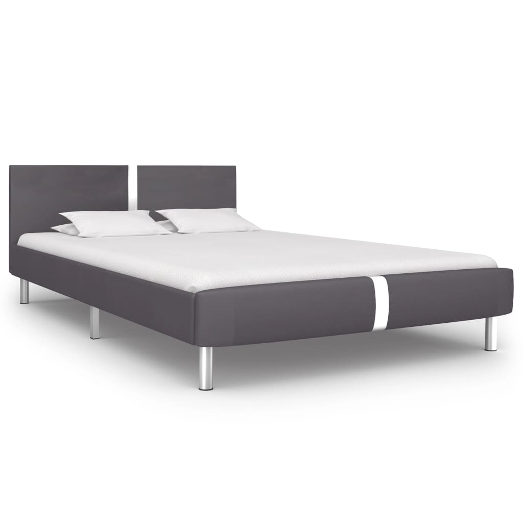 Bed frame without mattress faux leather cappuccino 140x200cm