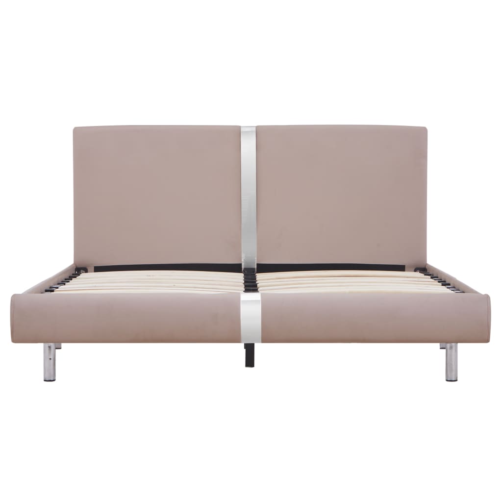 Estructura cama sin colchón cuero sintético capuchino 140x200cm