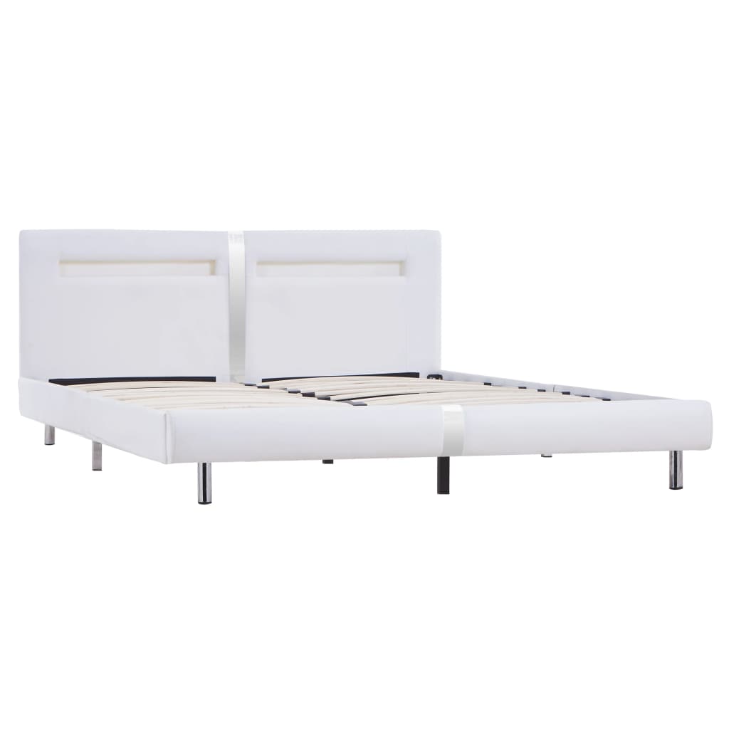 Estructura de cama con LED sin colchón blanco 180x200 cm