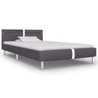 Estructura de cama con LED sin colchón cuero gris 90x200 cm
