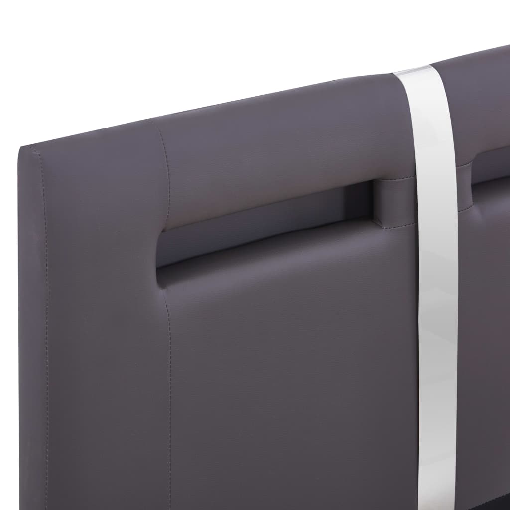 Estructura de cama con LED sin colchón cuero gris 90x200 cm