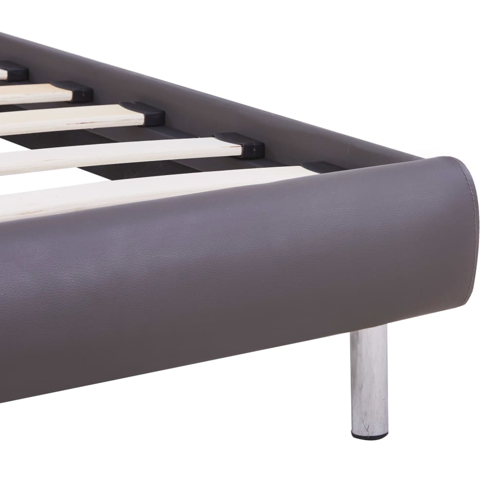 Estructura de cama con LED sin colchón cuero gris 90x200 cm