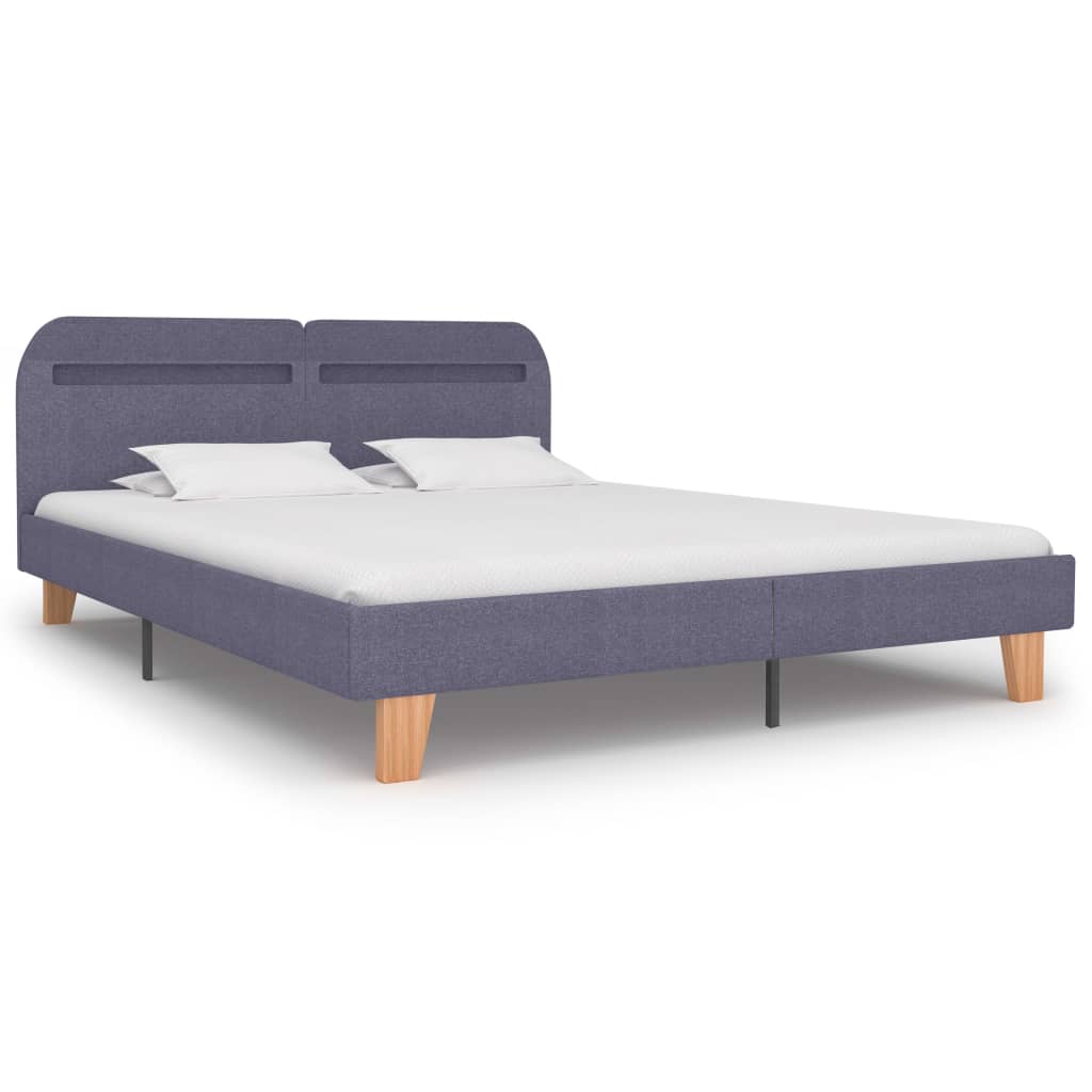 Estructura cama con LED sin colchón tela gris claro 160x200 cm