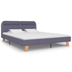 Estructura cama con LED sin colchón tela gris claro 160x200 cm
