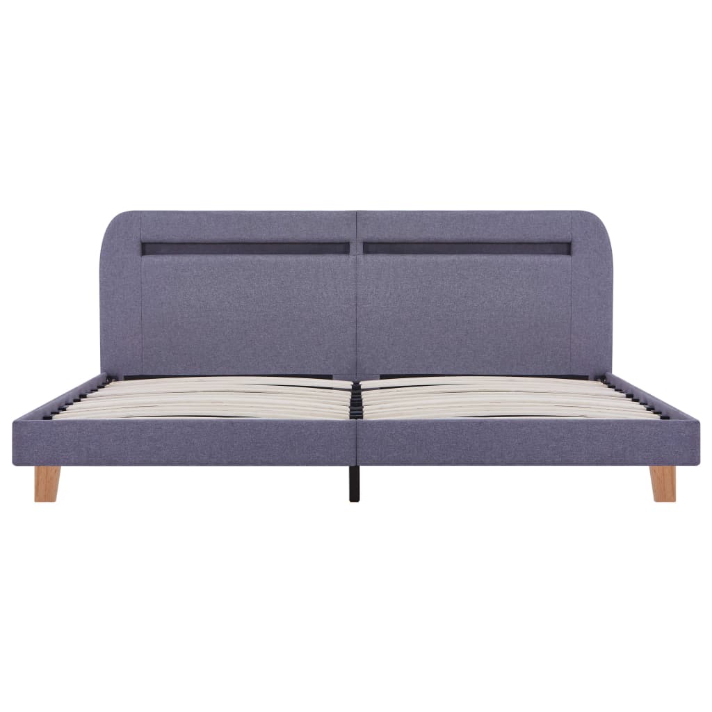Estructura cama con LED sin colchón tela gris claro 160x200 cm