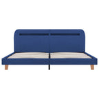 Estructura de cama con LED sin colchón tela azul 160x200 cm