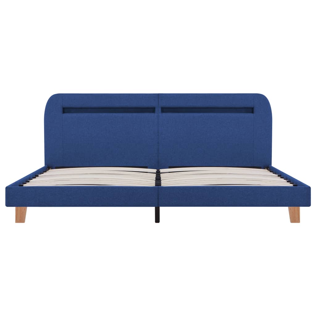 Estructura de cama con LED sin colchón tela azul 160x200 cm