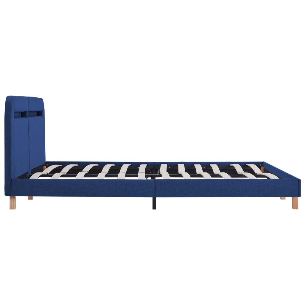 Estructura de cama con LED sin colchón tela azul 160x200 cm