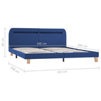 Estructura de cama con LED sin colchón tela azul 160x200 cm