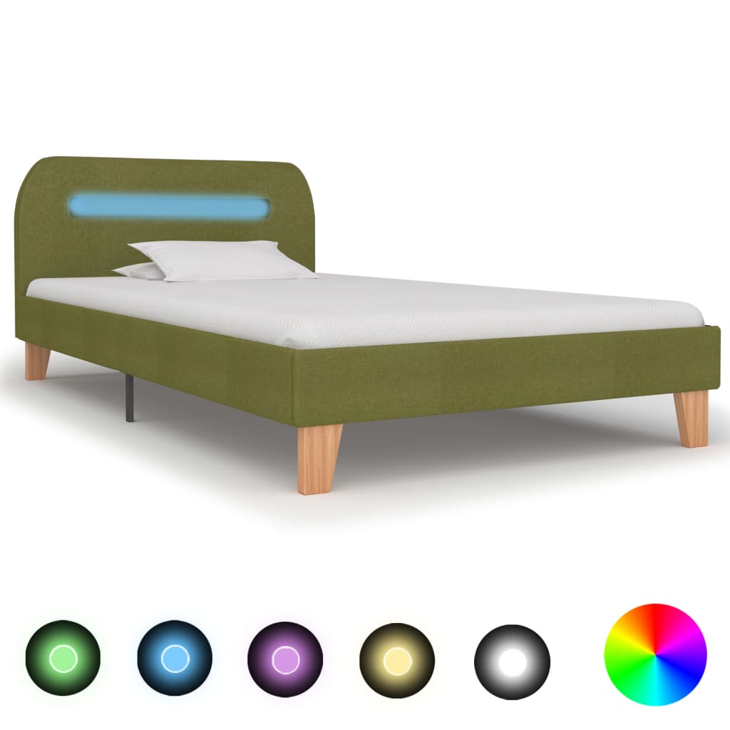 Estructura de cama con LED sin colchón tela azul 160x200 cm
