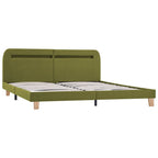 Estructura de cama con LED sin colchón tela verde 160x200 cm