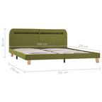 Estructura de cama con LED sin colchón tela verde 160x200 cm