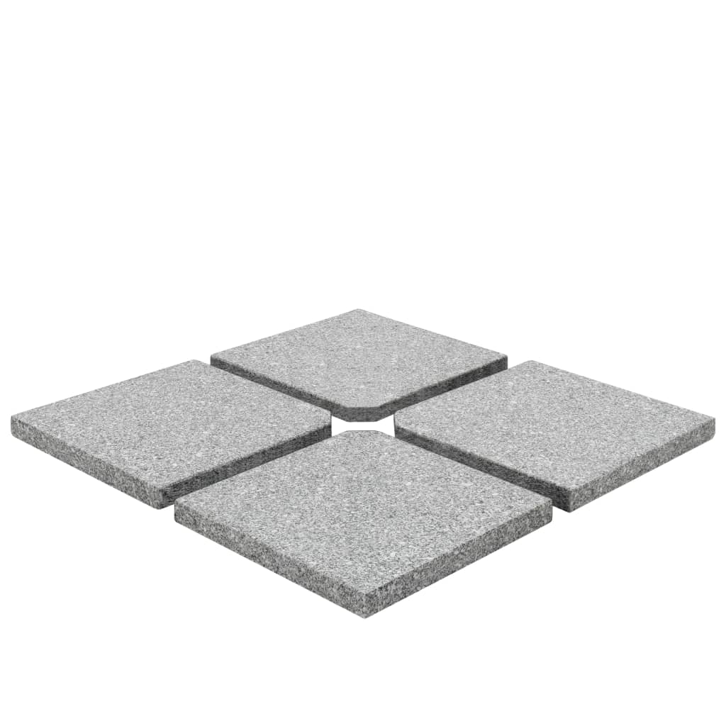 Placa de peso para sombrilla 4 uds granito gris cuadrada 100kg