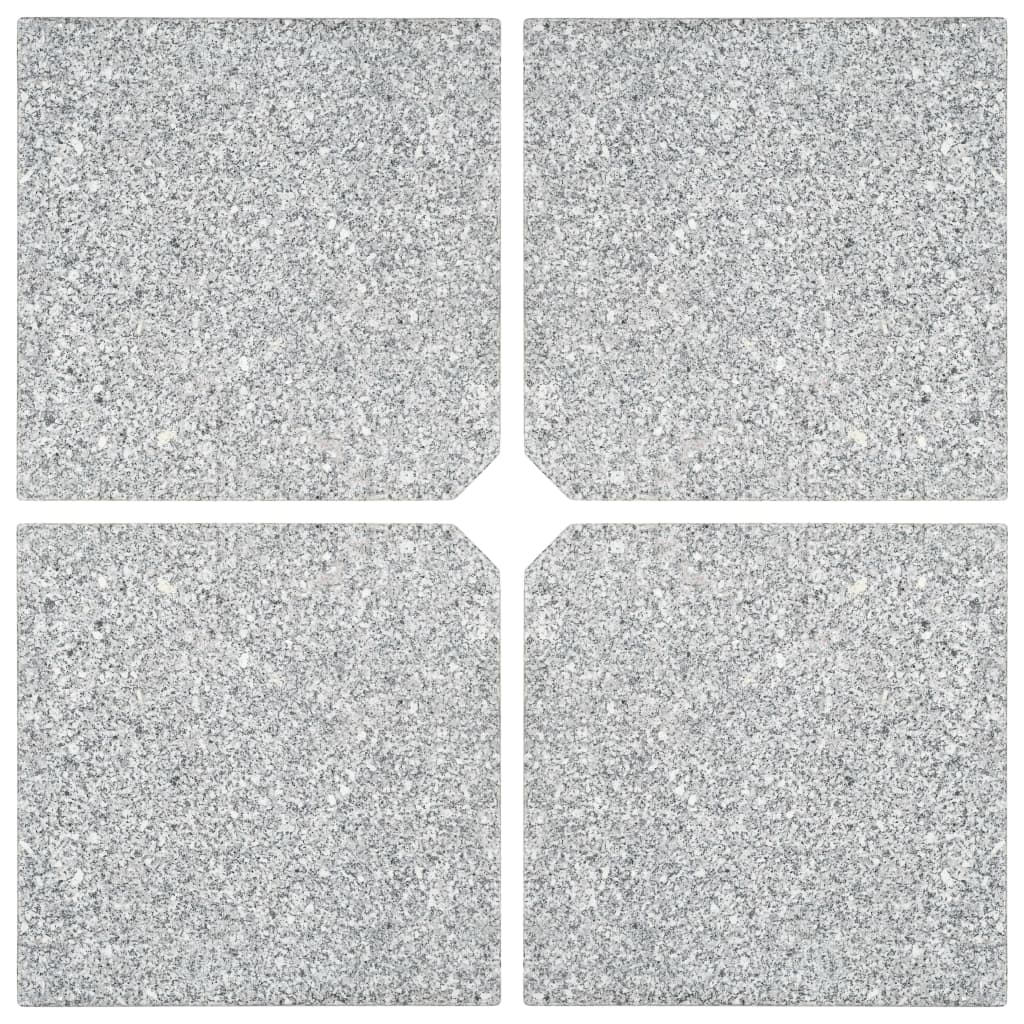 Placa de peso para sombrilla 4 uds granito gris cuadrada 100kg