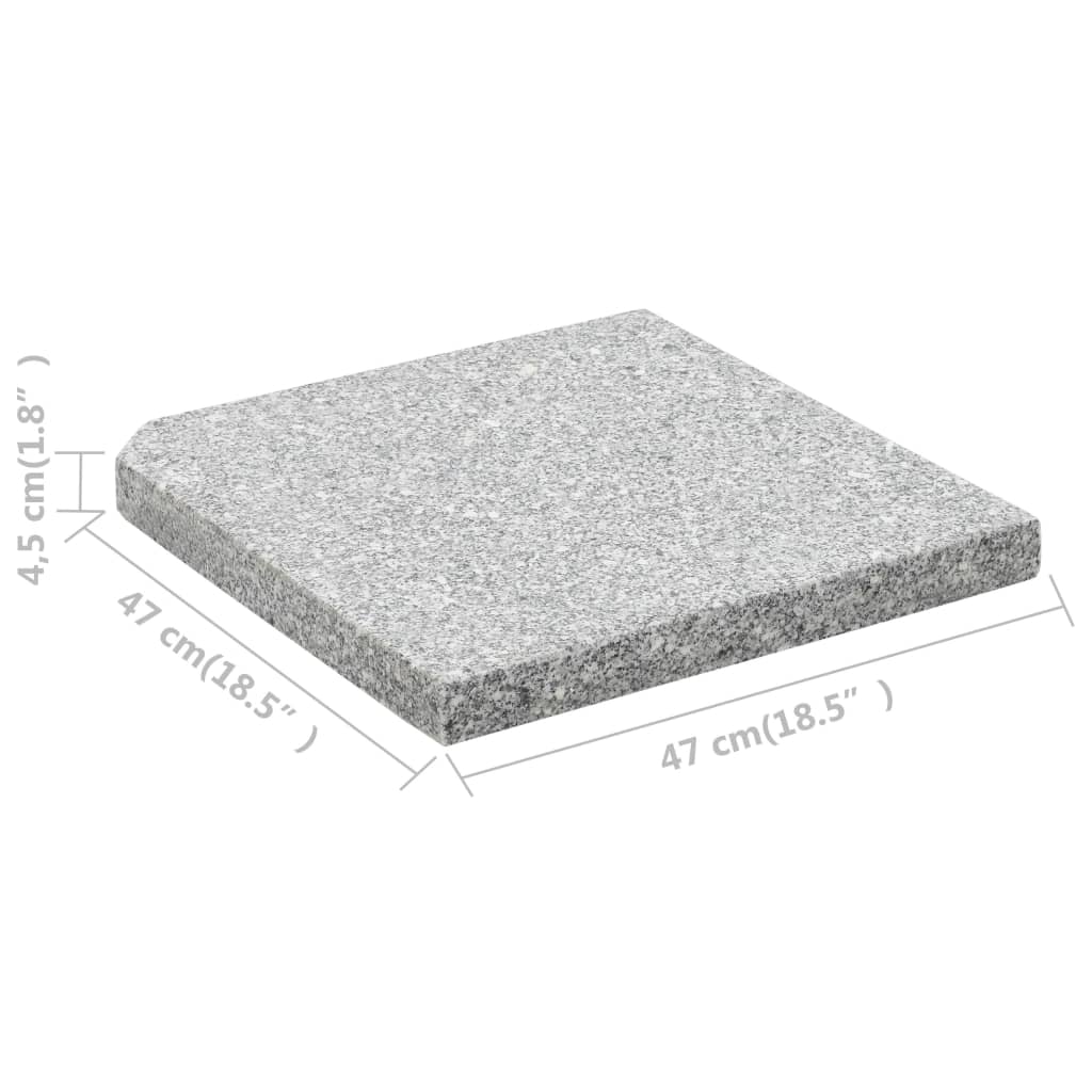 Placa de peso para sombrilla 4 uds granito gris cuadrada 100kg