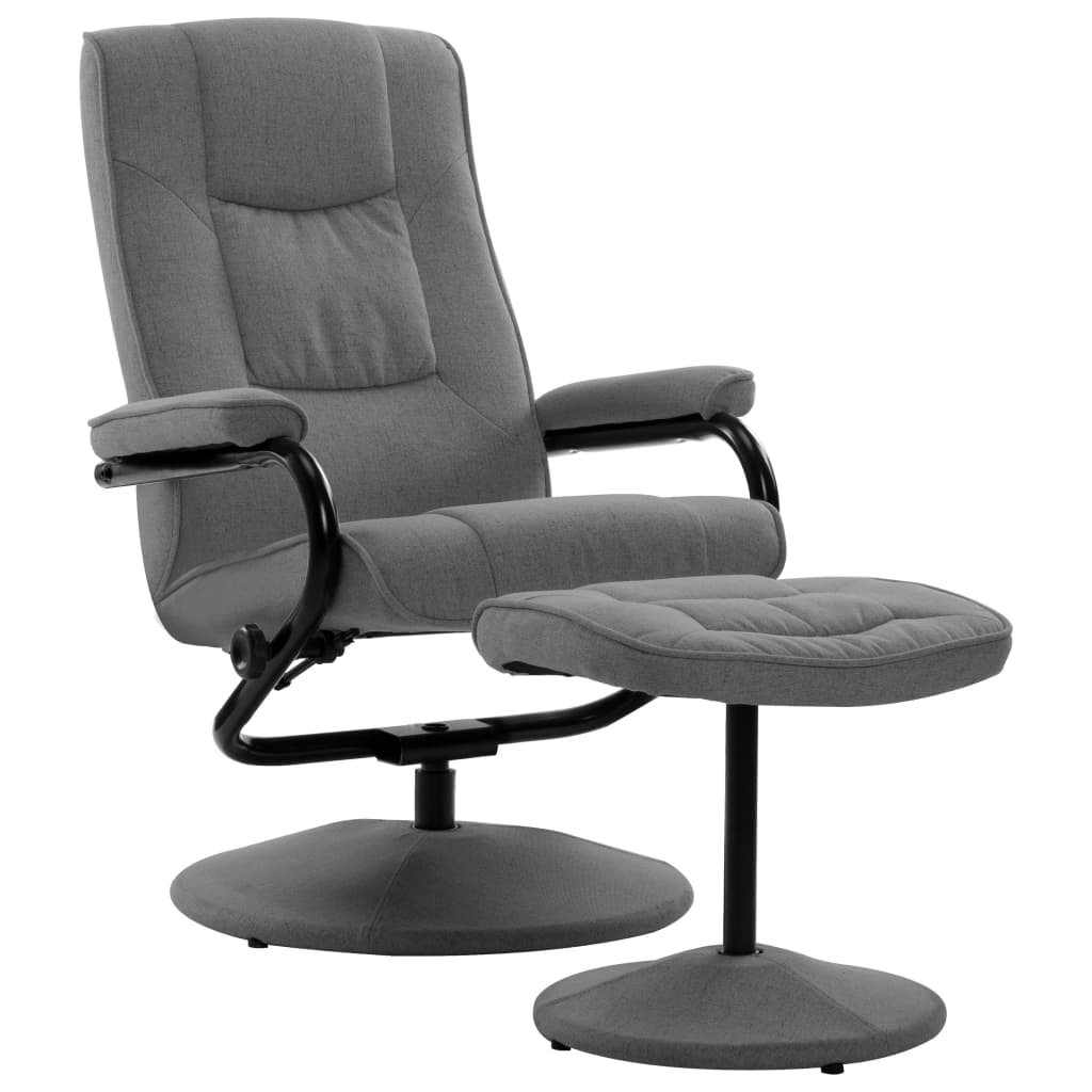 Sillón reclinable con reposapiés tela gris claro