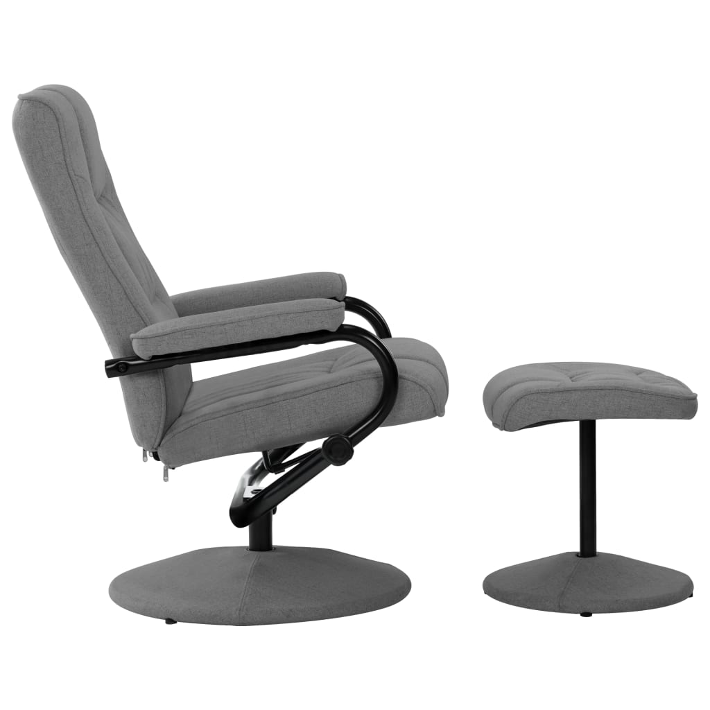 Sillón reclinable con reposapiés tela gris claro