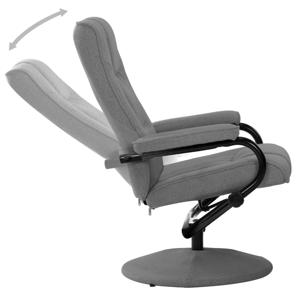 Sillón reclinable con reposapiés tela gris claro