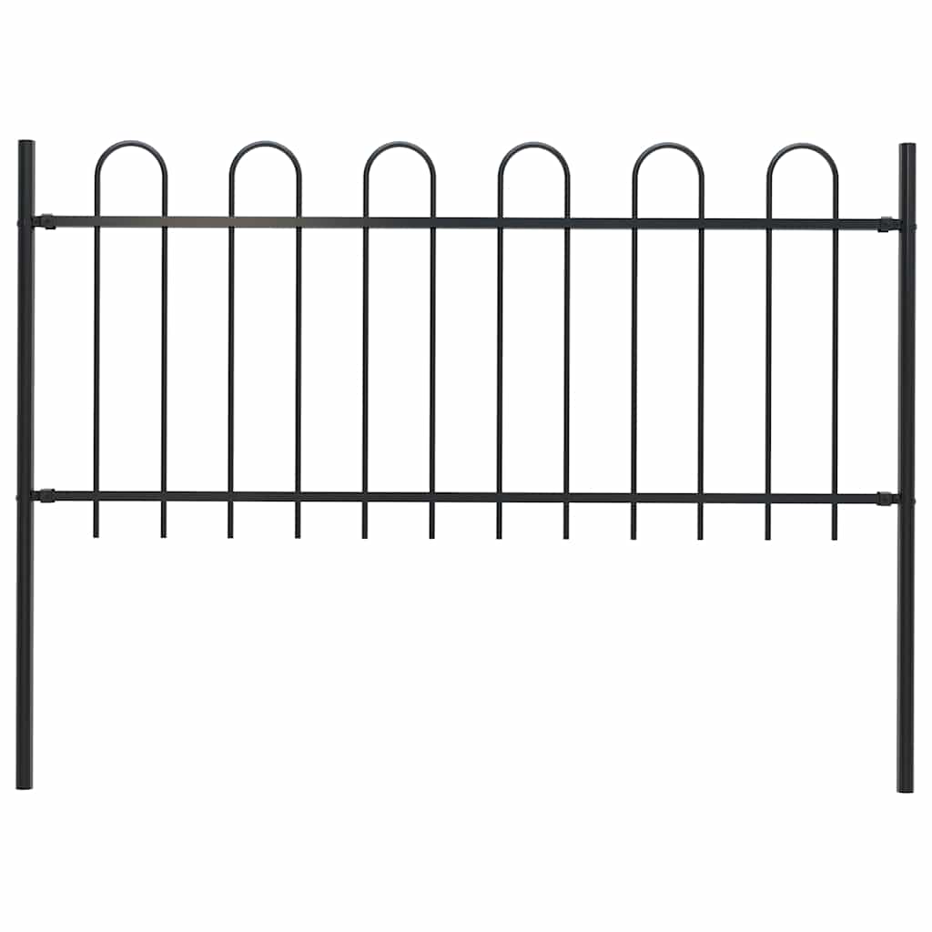 Valla de jardín BOXTEL con aro superior de acero, 181 x 100 cm, negro