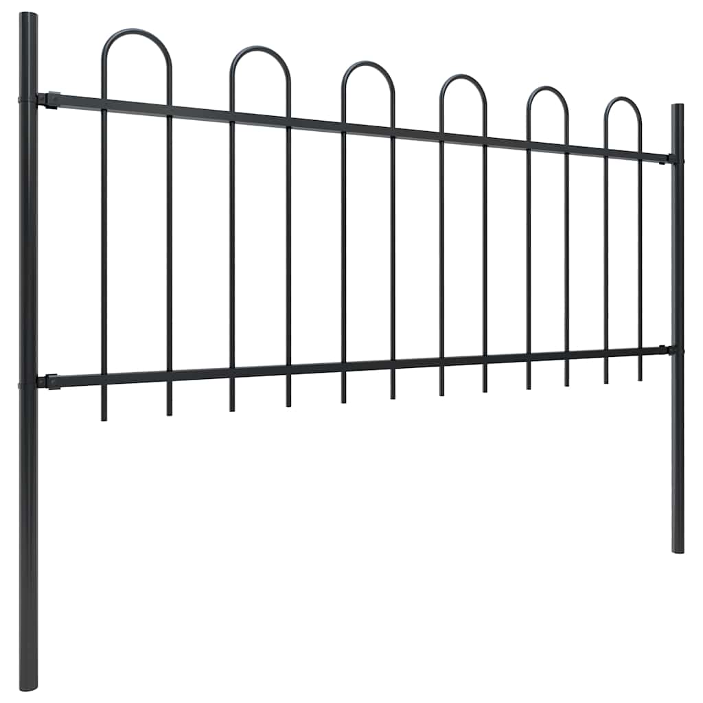 Valla de jardín BOXTEL con aro superior de acero, 181 x 100 cm, negro