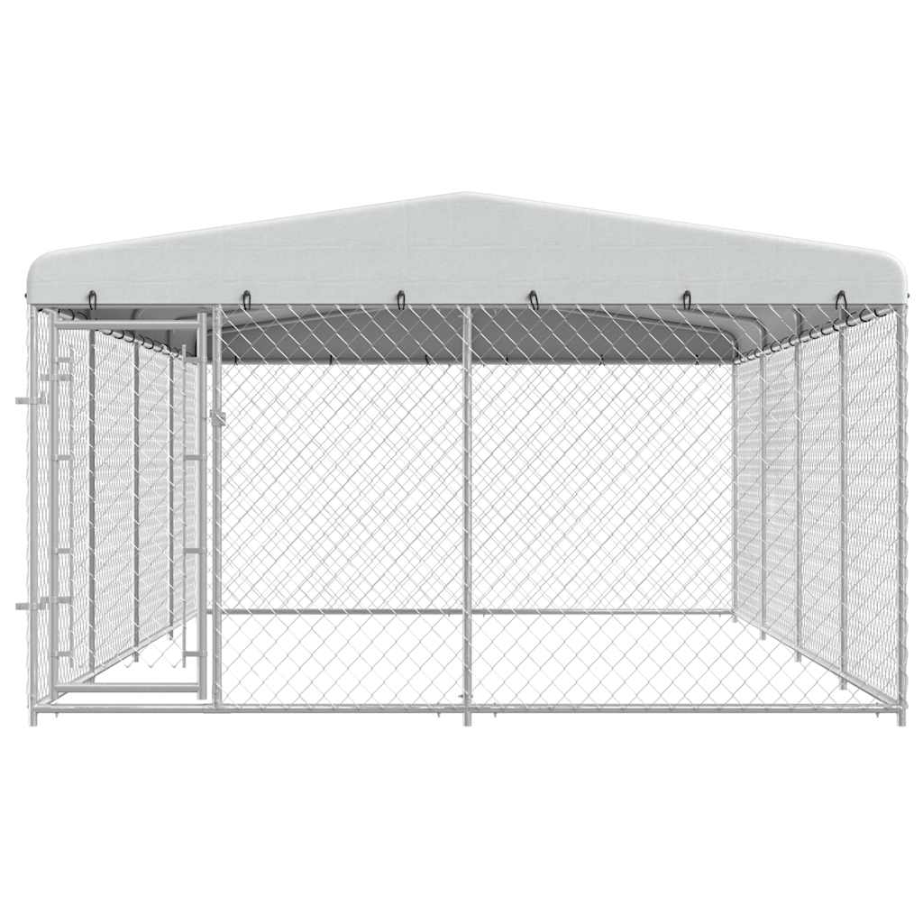 Perrera de exterior con techo 7,6x3,8x2,3 m