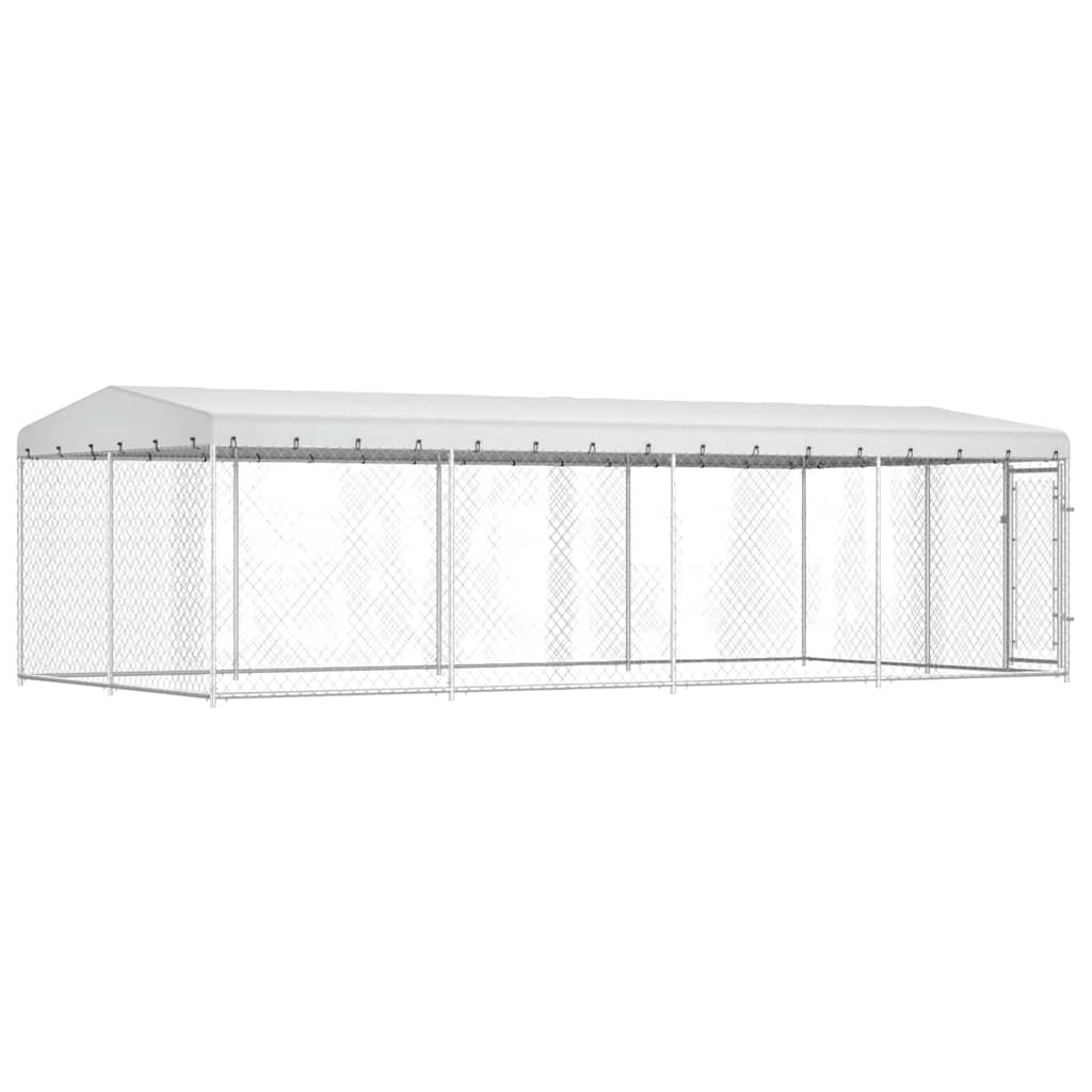 Perrera de exterior con techo 7,6x3,8x2,3 m