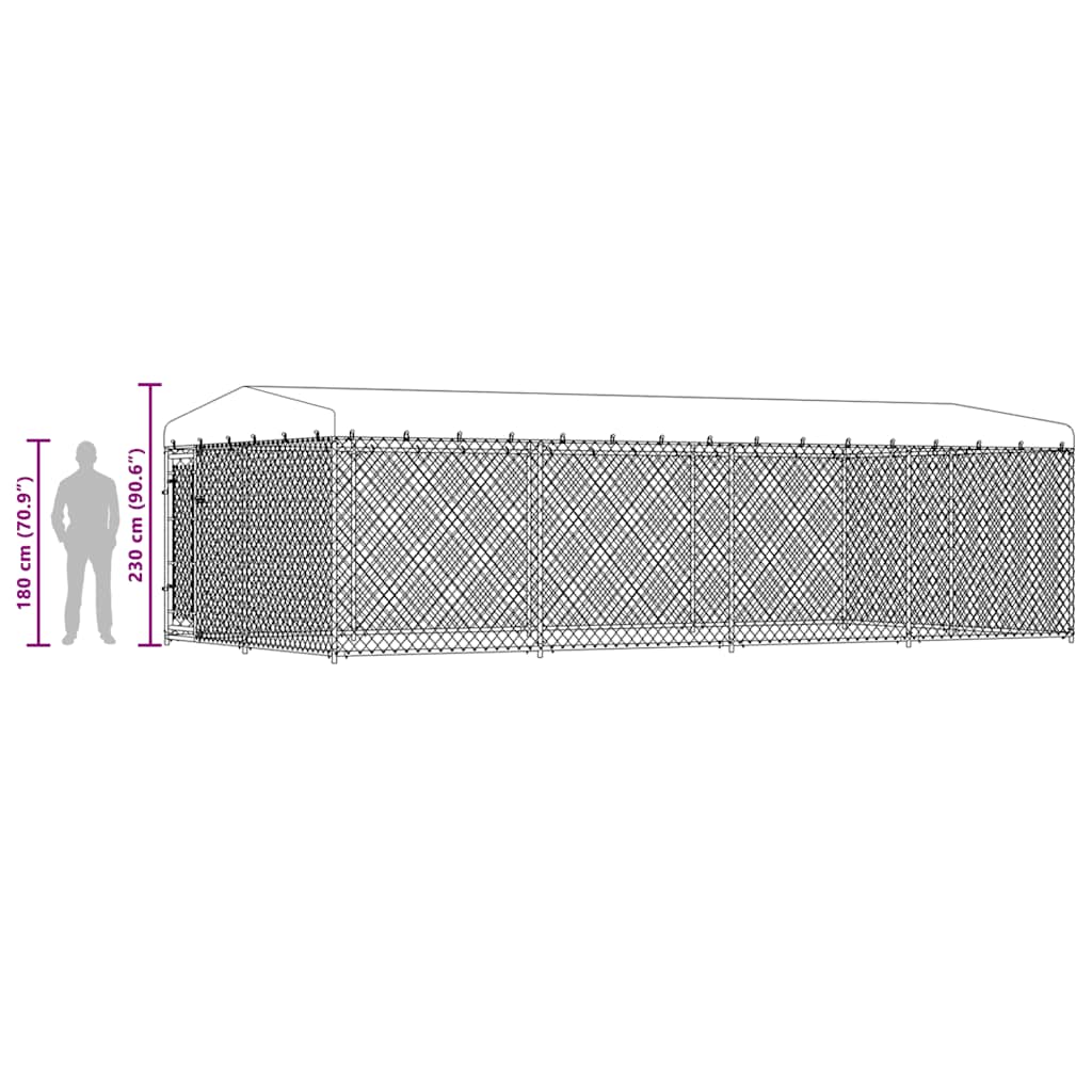 Perrera de exterior con techo 7,6x3,8x2,3 m