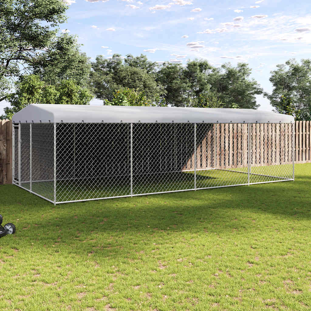 Perrera de exterior con techo 7,6x3,8x2,3 m