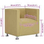 Sillón en forma de cubo de tela verde