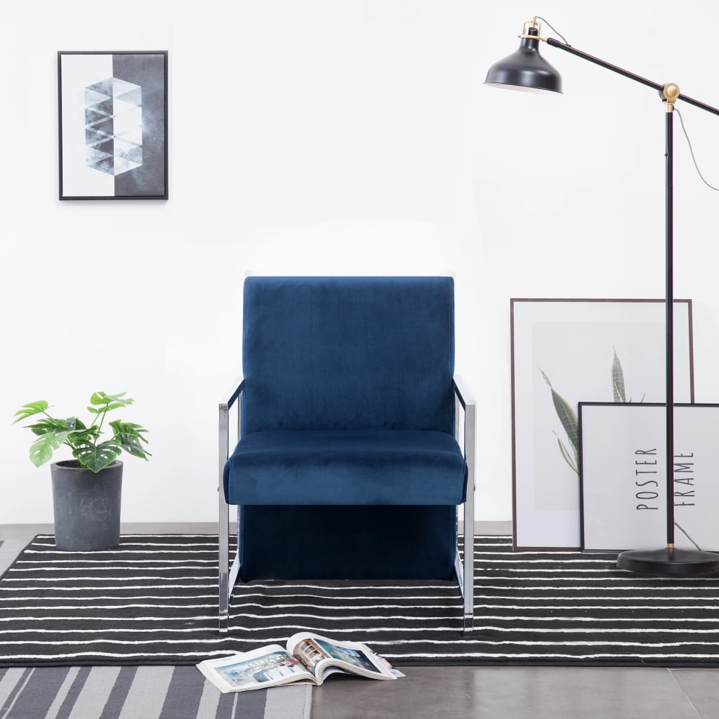 Sillón con patas cromadas cuero sintético blanco
